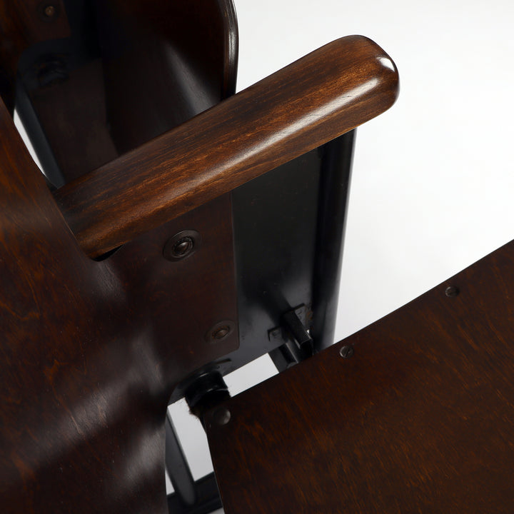 756 Mid-Century Kinosessel von Fibrocit – Detailansicht Armlehne
