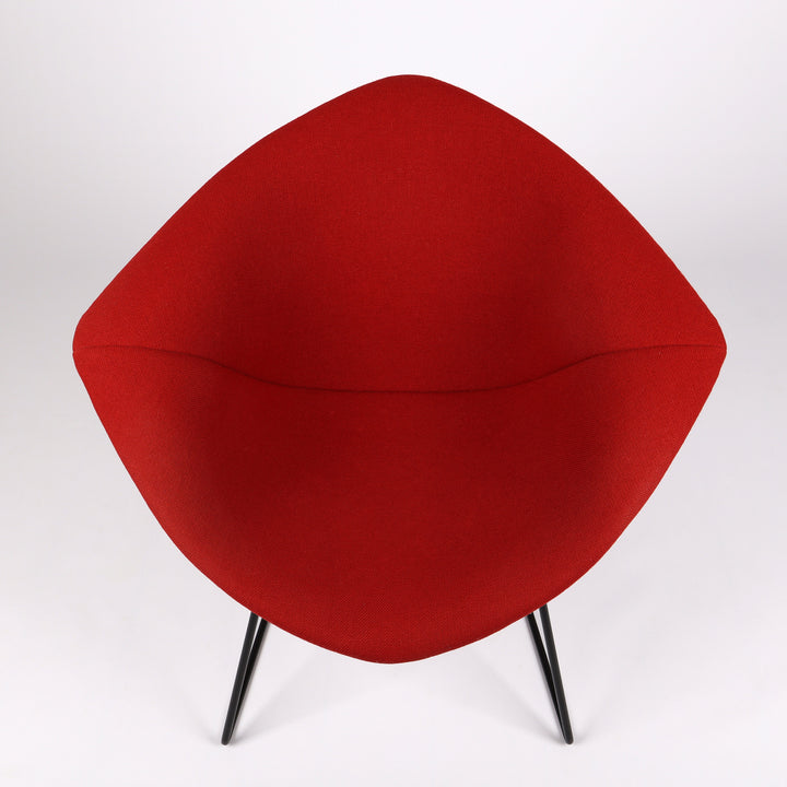 762 Knoll International Diamond Chair von Harry Bertoia Vollpolster rot – Sitzfläche von oben