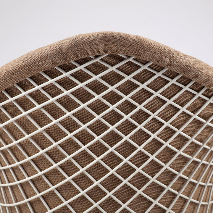 763 Knoll International Diamond Chair von Harry Bertoia Vollpolster beige – Detailansicht Obere Rückenlehne von hinten