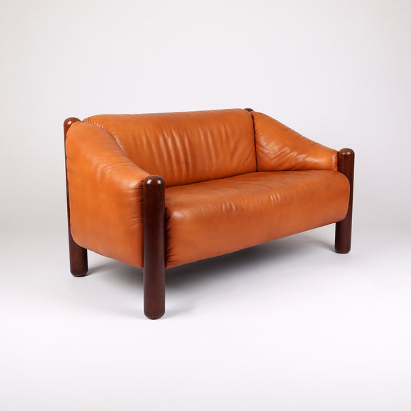 774 De Sede Zweisitzer Sofa DS 27 b Leder cognacbraun – Frontalansicht eingedreht