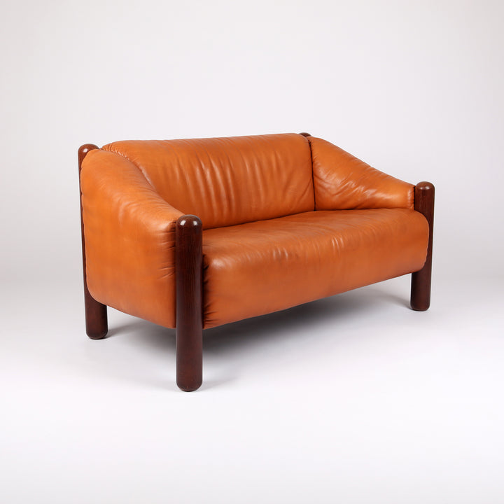 774 De Sede Zweisitzer Sofa DS 27 b Leder cognacbraun – Frontalansicht eingedreht