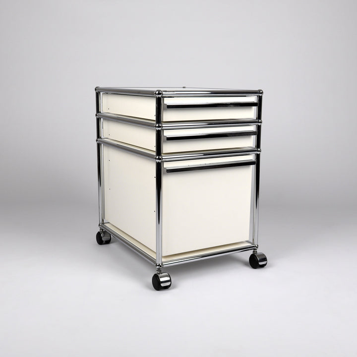 779 USM Rollcontainer Rollschrank lichtgrau – Frontalansicht eingedreht
