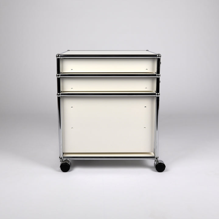 779 USM Rollcontainer Rollschrank lichtgrau – Seitenansicht Schubladen und Staufach geschlossen