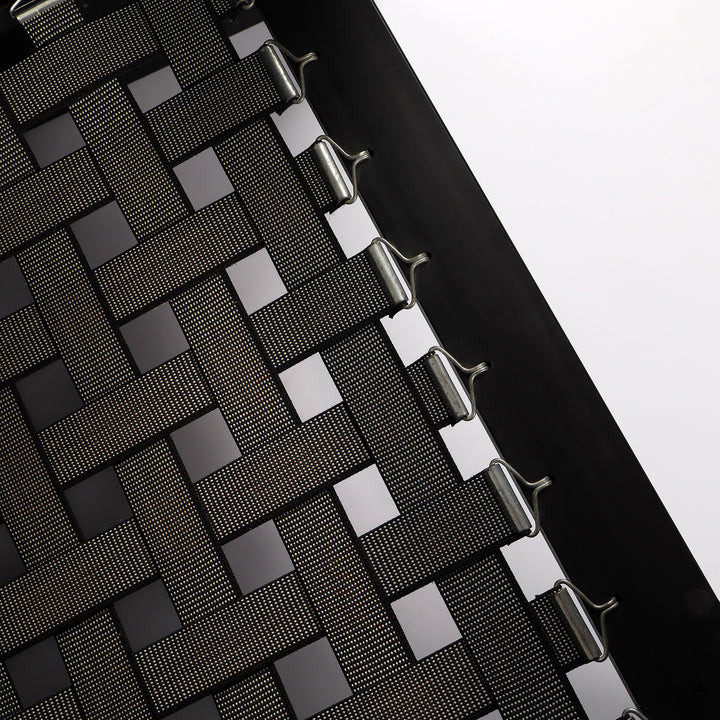 792 Knoll International Brigadier Sessel von Cini Boeri Leder schwarz – Detailansicht Gurtbänder