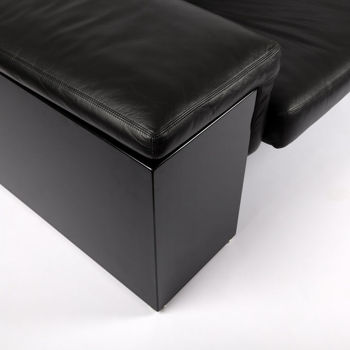 793 Knoll International Brigadier Sofa von Cini Boeri Leder schwarz – Detailansicht vorne rechts