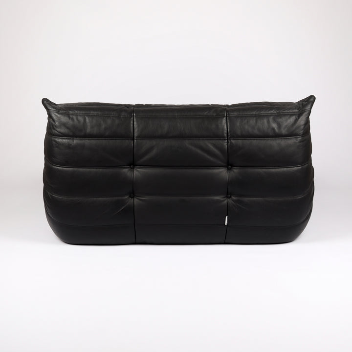 796 Ligne Roset Togo Zweisitzer Sofa von Michel Ducaroy Kyoto Leder schwarz – Rückansicht