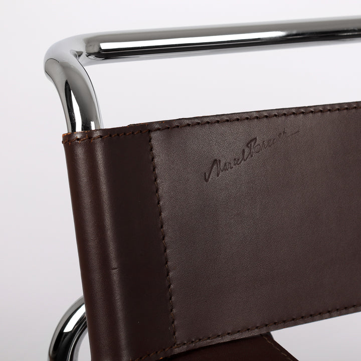 805 Gavina Wassily Chair von Marcel Breuer Leder braun – Detailansicht Signatur