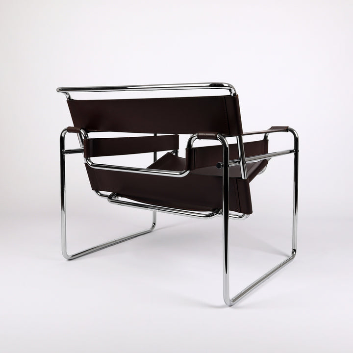 805 Gavina Wassily Chair von Marcel Breuer Leder braun – Rückansicht