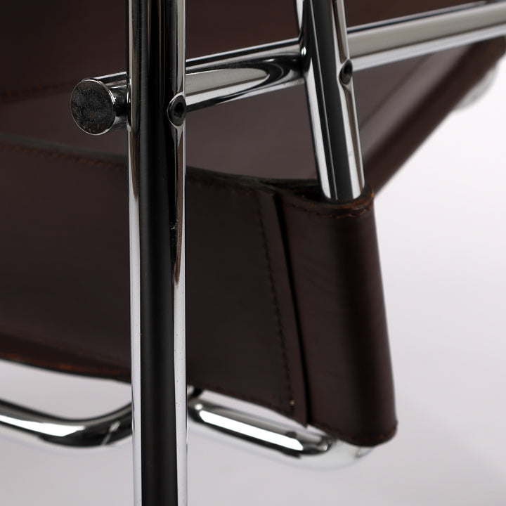 805 Gavina Wassily Chair von Marcel Breuer Leder braun – Detailansicht Rückseite Stahlrohr
