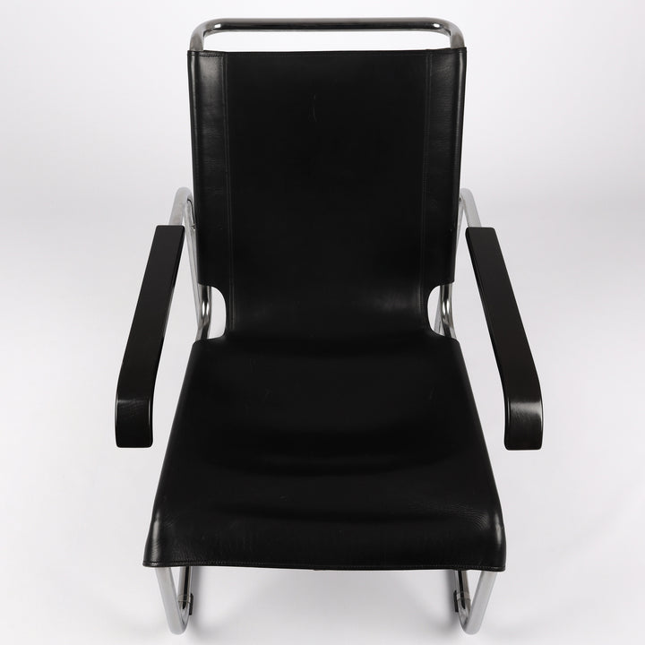 815 Thonet S 35 L Freischwinger Sessel von Marcel Breuer – Detailansicht Sitzfläche und Armlehnen von oben
